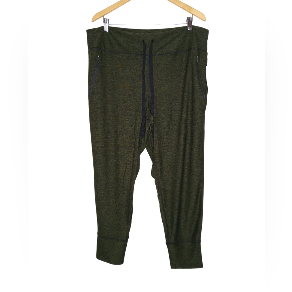 Nine West Active Olive Green Jogger Pants With Zip Pockets